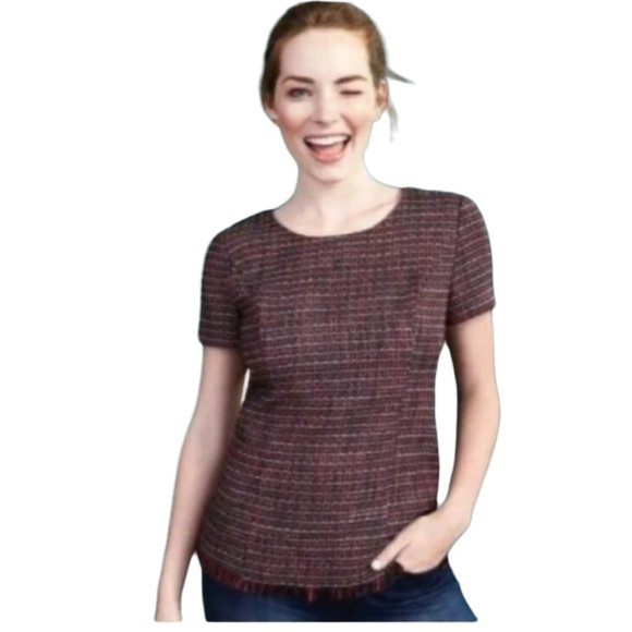 EUC Hawthorn 41 Colorful Karius Tweed Woven Mixed Media Pullover Top - Picture 8 of 8